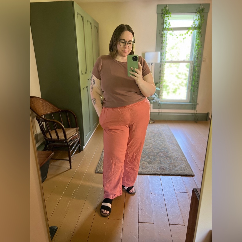 2X Old Navy Coral Wide Leg Linen Pants